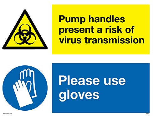 Viking Signs Pump handles present a risk of virus transmission please use gloves sign - Vinyl/Sticker