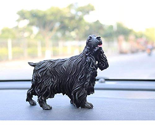 XINGYU Desktop-Dekoration Nette Simulation Welpe Statue Spaniel Englisch Cocker Spaniel Figur Terrier Harz Skulptur Handwerk Business Geschenke L3441, Schwarz