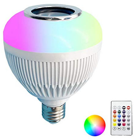 Ampoule LED avec haut-parleur Bluetooth intégré, Ampoules Colorées E27 12W RGB lampe de changement audio stéréo sans fil avec télécommande [Classe énergétique A+]