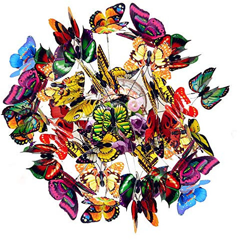 50pcs Garden Butterflies Stakes, Colorful Garden Butterflies Dragonflies, Waterproof Butterfly Decorations for Plant Decoration, Outdoor Yard, Garden Decor, Patio Party Decorations (50PCS)
