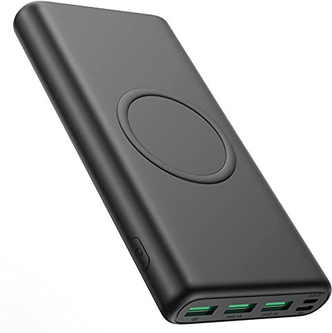 H H·E·T·P Wireless Portable Charger Power Bank, 33800mAh 15W Fast Wireless Charging 25W PD QC 4.0 USB-C Power Bank, 5 Output & Dual Input External Battery Pack Compatible with iPhone, Android etc