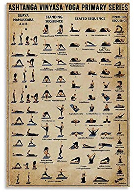 GOUWEI Retro-Poster, Yoga-Poster, Ashtanga, Vinyasa, Wandkunst, Wohnzimmer, Schlafzimmer, 30 x 45 cm