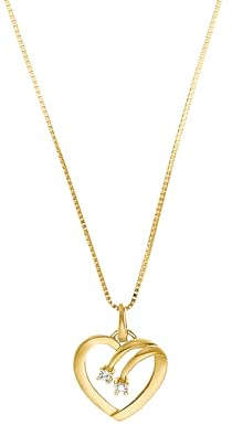 Amor Kette mit Anhänger Gold 375/9ct Damen Halsschmuck, mit Zirkonia synth., 45 cm, Gold, Herz, Kommt in Schmuck Geschenk Box, 2028069