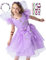 corimori Schmetterling Kostüm Kleid mit Flügeln für Kinder | mit Tattoos & Haarband | Feenkleid Mira für Fasching, lila, Größe 134/140