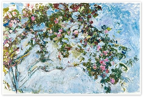 Posterlounge Les roses Poster | 60 x 40 cm de Claude Monet Bleu Tableaux Décoration murale