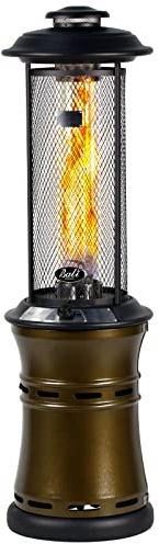 BALI OUTDOORS Gas Patio Heater - Floor-Standing Outdoor Commercial Heater, Round Dancing Flame, Wheels, Glass Tube, Suitable For Balcony, Veranda, BBQ Party