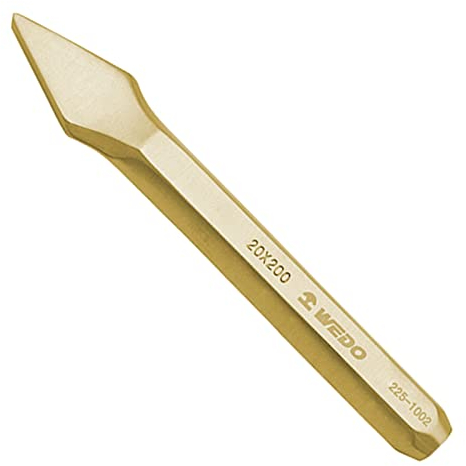 WEDO Cincel cruzado sin chispas, cincel de corte cruzado de seguridad sin chispas, bronce de aluminio, estándar DIN, certificado BAM y FM, 20 x 200 x 8 mm