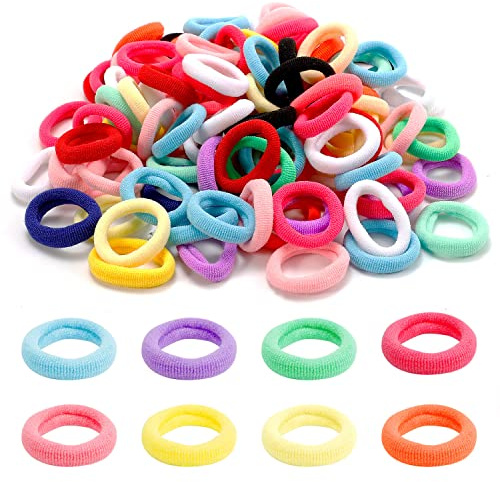 100 Stück Baby-Haargummis, bunt, Baumwolle, Baby-Haargummis, elastisch, weich, Mini-Haargummis, Pferdeschwanz-Halter für Babys, Mädchen, Kinder, Kleinkinder
