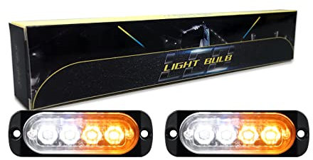 RIGIDON 2 Pièces 3.3 pouces ambre blanc led barre lumineuse stroboscopique, 12v 24v clignotant gyrophare police feux de remorque, pour voiture camion off road ATV 4x4 vehicule, feu antibrouillard