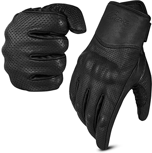 aaasportx Motorrad Handschuhe Herr Leder mit Touchscreen Funktion - Protektoren Motorradhandschuhe Herren & Damen Atmungsaktiv Motorcycle Gloves mit rutschfesten Pads