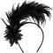 MWOOT Bandeau Plumes,Années 1920 Fascinateur Plumes,Noir Coiffe Plumes, Fleur Artificielle Accessoires Cheveux pour Cocktail Mariage Goûter Décoration