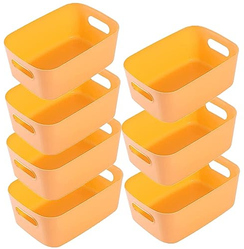 NCRGB 7 Gelb Aufbewahrungsbox Kunststoff Aufbewahrungskorb mit Griffen 25×18×10cm,Badezimmer Küchenschrank Organizer,Aufbewahrungskorb Aufbewahrungsbox Küche,Boxen Aufbewahrung für Küche,Bad