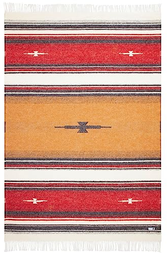 Steppenwolle® Wolldecke Patagonia (135x200 cm) Decke Boho aus 100% Schurwolle | Wolldecke für Kinder & Erwachsene | Bunte Decke in rot gelb schwarz | Fair produziert in der EU