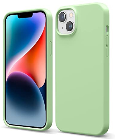 CoolGadget Silikon Hülle für iPhone 14 Plus Weich mit Mikrofaser Grün | Qi fähig induktives Laden, farbige TPU Schutzhülle, erhöhter Kamera und Display Rahmen, matt und griffig