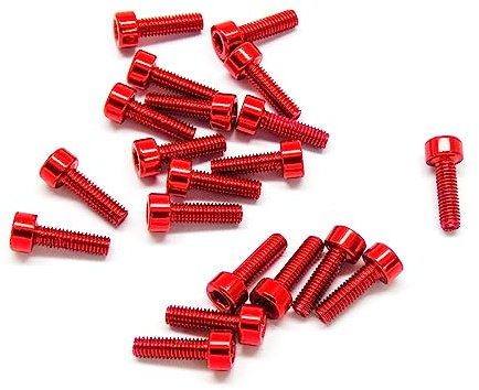 Innensechskantschrauben, M3 x 10 mm, 6063, Aluminium, eloxiert, Rot, 20 Stück