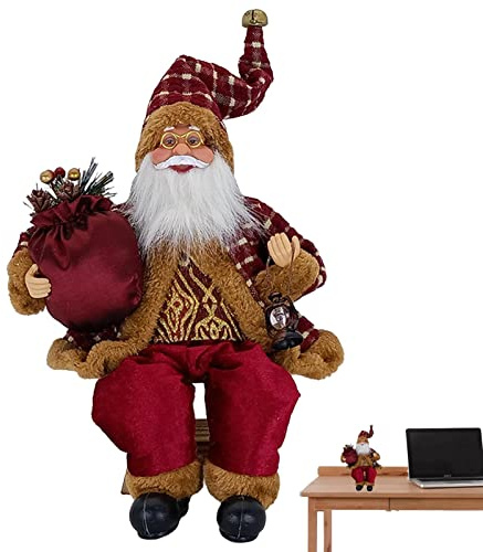 Figuren Weihnachtsmann sitzend | Weihnachtsornamente aus Plüsch 13,8 Zoll (33,8 cm) , saisonale Partyartikel, Dekoration für Weihnachten, Spielzeug aus Plüsch