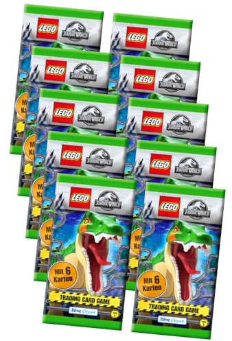 Lego Jurassic World 3 Karten - Sammelkarten Trading Cards (2023) - 10 Booster Sammelkarten