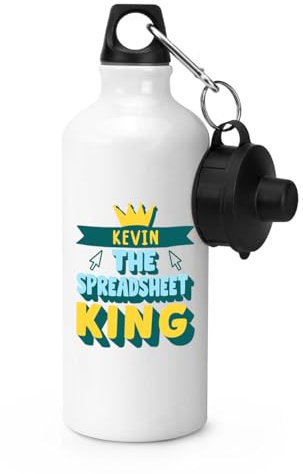 Gift Base Personalised The Spreadsheet King Sports Bottle Water Gym 600ml White