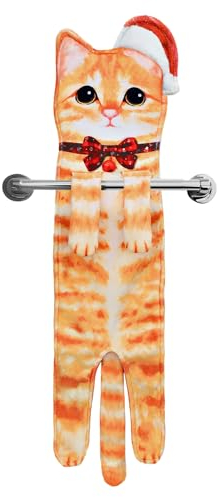 Regali Divertenti Gatto Asciugamani, Natale Decorazioni Asciugamano Cucina Bagno, Gadget Utili Originali, Idee Regalo Oggetti per La Casa Nuova, Regalo Compleanno per Donna Mamma Amanti dei Gatti