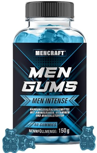 MENCRAFT Men Gums - MEN INTENSE - Extra starke sofort Rezeptur hochdosiert - mit L-Arginin, L-Glutathion, L-Glutamin, 60 Gummies