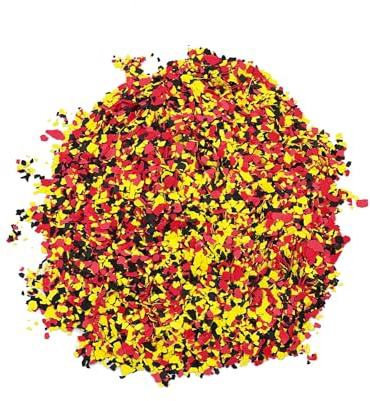 BEKATEQ Farbchips in Schwarz-Rot-Gold 1kg, Dekochips, Farbflocken für Epoxidharz Bodenbeschichtung, 1K & 2K PU Bodenfarbe, Alkydharz Betonfarben - Garagenböden, Keller, Wohnraum, Werkstatt BK-130