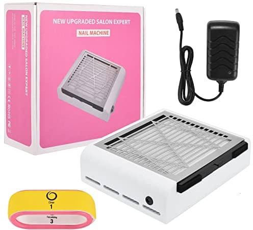 MusyVocay Aspirador Profesional de Polvo de Uñas, Colector con Filtro sin Derrames, Herramienta de Manicura con Succión de Salón (White)