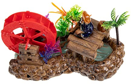 Cabilock Ornement Céramique Miniature De Pêcheur avec Moulin à Vent pour Aquarium Et Décoration De Jardin Accessoire De Paysage Naturel