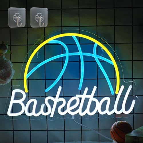 Neon-Basketballschild und Nachtlicht für Schlafzimmer-Dekor, Basketball-Geschenk für Teenager, Jungen und Männer, Liebhaber