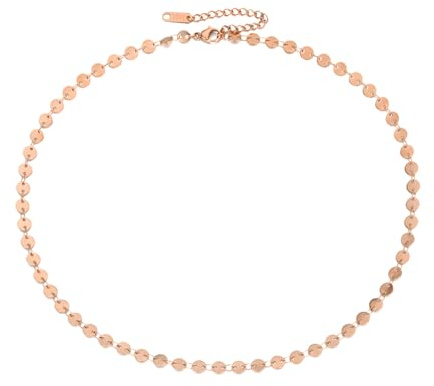Self Love Club® Halskette Damen aus vergoldetem Edelstahl - Wasserfeste & Hautverträgliche Kette - 316l Chirurgenstahl in Gold, Rosé & Silber (Plättchenkette Rosé 35-38 cm (Choker))
