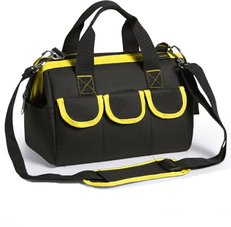 Werkzeugtasche Profi-Werkzeugtasche mit Schultergurten, Elektriker- und Mehrzweck-Werkzeug, 12 Zoll (Gelb)