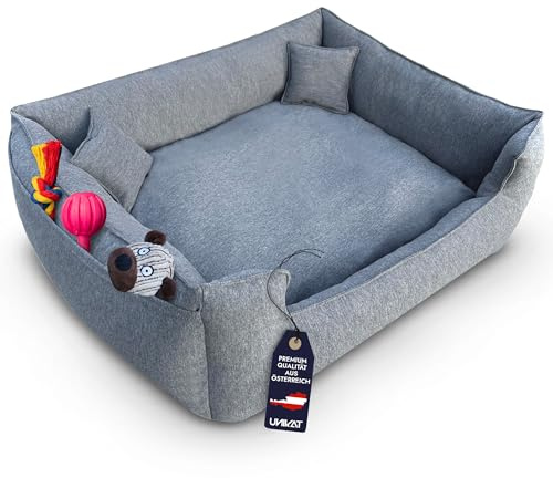 Unikatshouse® Gemütliches Hundebett mittelgroße Hunde - Ergonomischer Hundesofa - Hundekorb klein - Hundecouch klein - Hundekörbchen für kleine Hunde - Hundebetten | Grau | 80x60cm