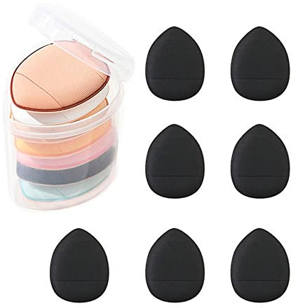 Lot de 7 mini éponges de maquillage pour fond de teint, éponge anti-cernes, accessoire de maquillage, coussin d'air pour le visage et le pouce (noir)