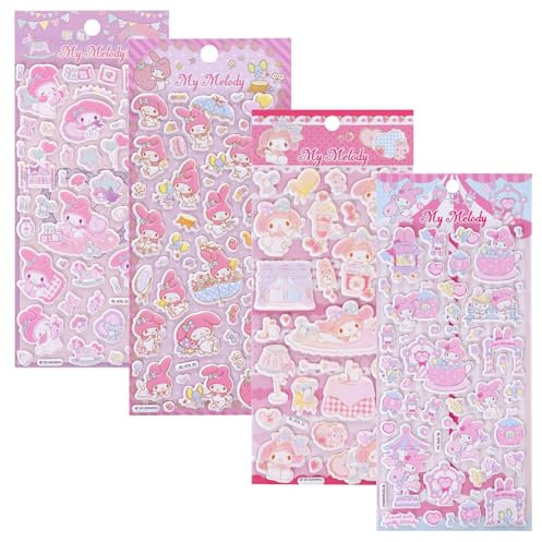 Cartoon Sticker Kinder, 4 Stück 3D Aufkleber Set Stickers Mädchen Lieblich Aufkleber Wasserdicht Stickers für Tasse, Laptops, DIY-Kunsthandwerk, Mobiltelefone, Sammelalben (MLD)