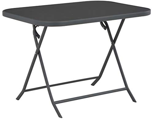 AJJHUUKI Home Items,Mesa de jardín plegable gris 100 x 75 x 72 cm, cristal y acero, muebles de traje