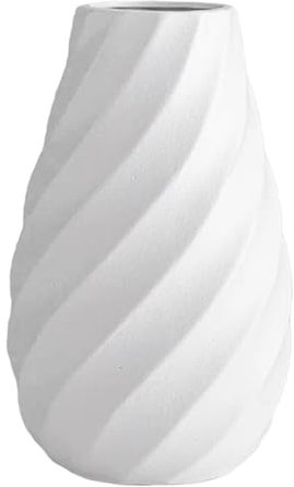Vase en céramique Blanche avec Design en Spirale texturée, idéal pour Une décoration Moderne, Minimaliste bohème, Parfait pour Les Fleurs séchées, Les Pampas ou Une Ambiance scandinave épurée - 20 cm