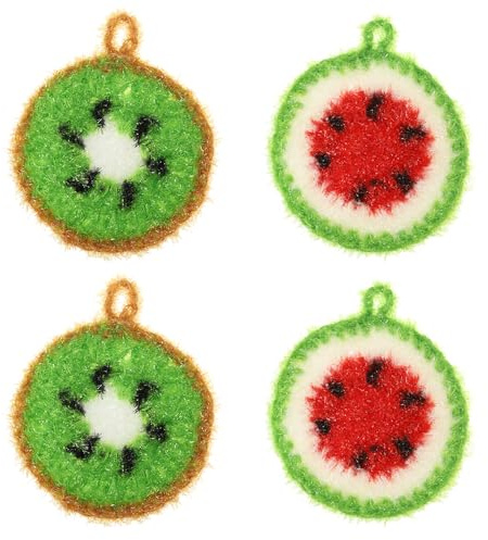 PATIKIL Lot de 4 éponges de nettoyage anti-rayures à double couche durables pour laver la vaisselle pour ustensiles de cuisine, baignoires, éviers, pastèque et fruits
