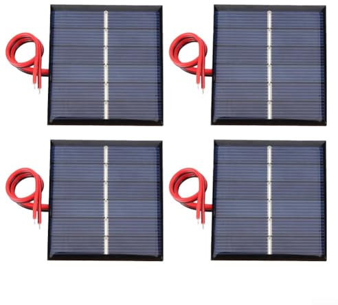 Lot de 4 mini cellules de panneau solaire 0,55 W 3 V 65 x 50 mm pour énergie solaire, bricolage, maison, projets scientifiques, bleu, polysilicone
