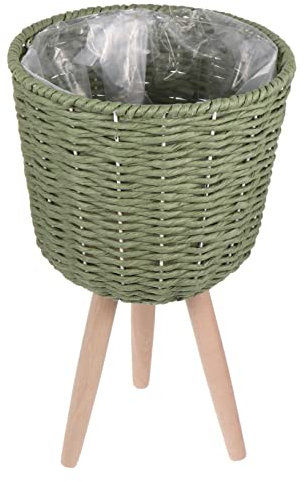 KONTONTY Dekorativer Eckblumentopf Bodenblumenhalter Pflanzenbehälter Haushaltseinrichtung Rattan Gewebt Holz Blumentopf Ecke Anlage Container