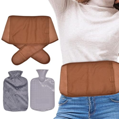 3 en 1 Bolsa de Agua Caliente Hot Water Bottle Bolsa de Agua Caliente de Goma Botellas de Agua Caliente con Cubierta de Felpa Suave y Funda de Cintura Para Cuello Y Hombros, Espalda, Piernas