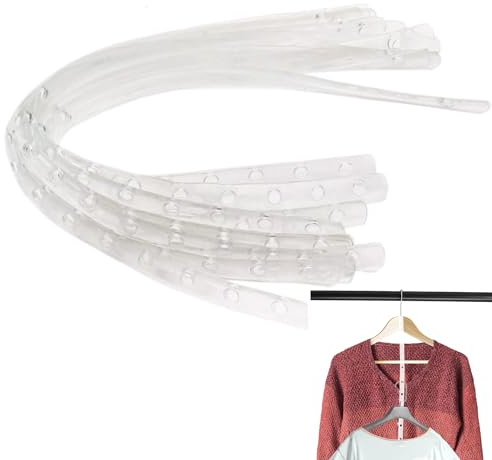 Hayaww 12 pcs Rutschfester Kleiderbügelstreifen Kleiderbügel für Kleidung Transparente Display Aufhängerstreifen kleiderständer gardarobenhaken Hanger Verbindungsaufhänger Garderobenleisten (A)