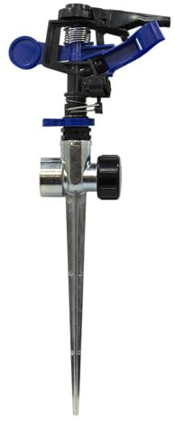 S&M 549045 – Aspersor de Impacto de plástico con estaca de Zinc x 2 Unidades | Alcance de riego Regulable Entre 9,75 y 12,5 Metros | Ajustable Arco Completo o Parcial