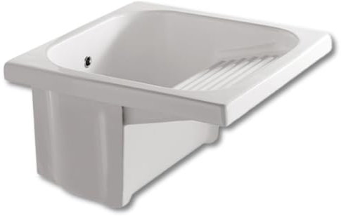 Briconess.com Lavabo lavandino in Ceramica Bianca pilozzo lavapanni per Mobile - 75x65 cm