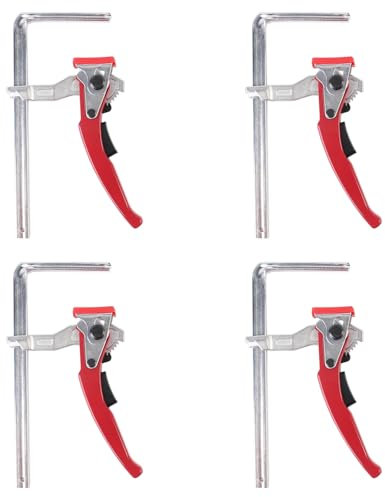 TOOSOAR 4 Piezas Abrazadera de Palanca, Abrazaderas de Una Mano con Capacidad de 200MM y Profundidad de Garganta de 60MM, Abrazadera de Carraca F para Lijar y Cortar