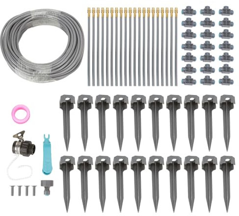 Kit di irrigazione a gocciolamento di Cheotime 82ft Garden Watering con ugelli regolabili e connettori rapidi per prato, giardino e serra