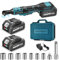 Yofuly Clé à Cliquet électrique Compatible avec Makita 18V 21V, 2 * 4000mAh Batteries 3/8 Clé à Cliquet Sans Fil, 60 Nm, 320 tr/min, Vitesse Variable avec 8 Clés à Douille, Tige d'extension