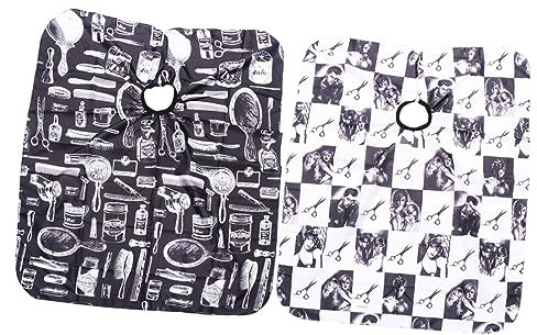 DEARMAMY 2 Pezzi Parrucchiere Poliestere Mantello per Hair Stylist e Barbieri e Bianco Protettivo e Facile per Tagli Tinture e Permanent