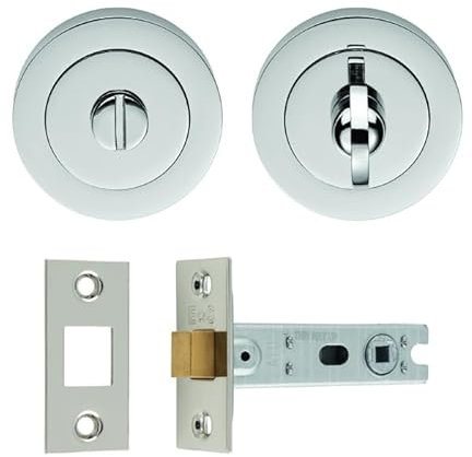 KOOPLES HARDWARE UDP Bathroom Pack – Complete Internal Bathroom Door Handle Set with Privacy Lock, Turn & Release, Hinges and Fixings (Polished Brass)