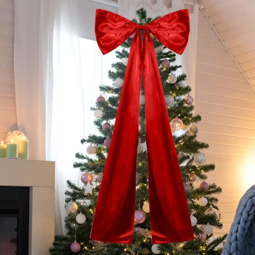 Christmas Giant Bow, 19.7 x 46.1 Christmas Extra Large Bows Vintage Xmas Tree Bow Ornament for Home Fireplace Wedding Birthday Party Celebration Present