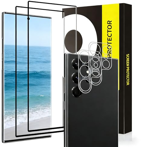 Bodyguard 2+2 Stück Schutzfolie für Panzerglas für Samsung Galaxy S24 Ultra 5G, HD Anti-Kratzer Keine Blasen Anti-Fingerabdruck Samsung S24 Ultra Schutzglas, 3D Gebogen Full Screen Glasschutzfolie