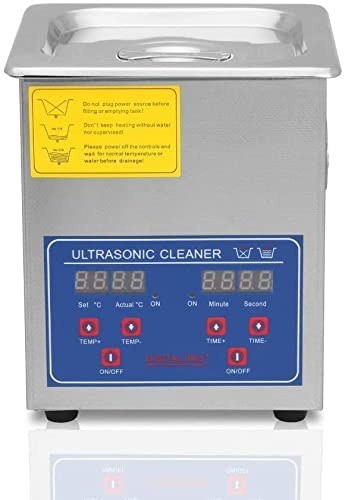 2L Digital Edelstahl Ultraschall Reiniger Bad Reinigung Tank mit Timer Heizung Metallkorb 10A
